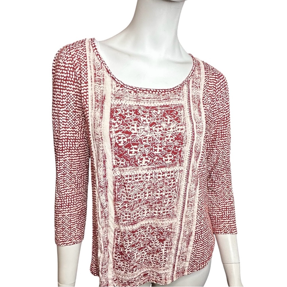 Lucky Brand 3/4 Sleeve Top Medium Printed Tee